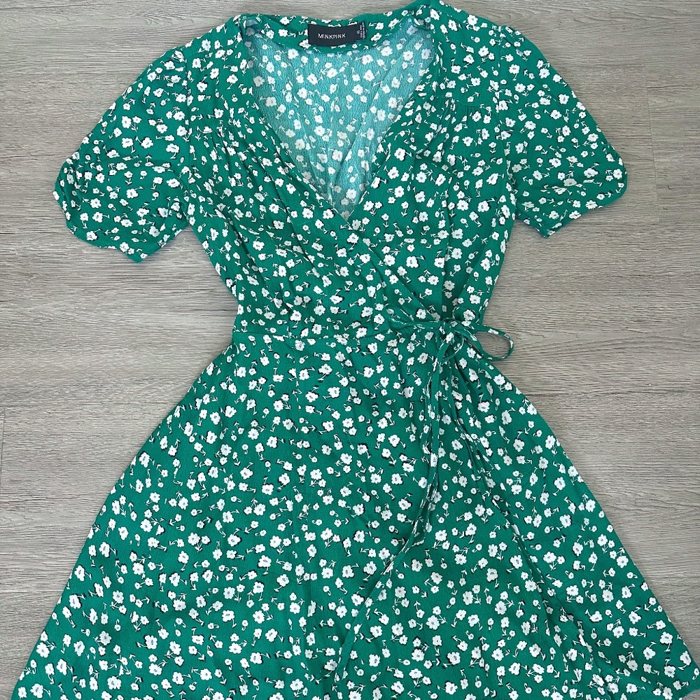 MINKPINK Floral Wrap Mini Dress, XS